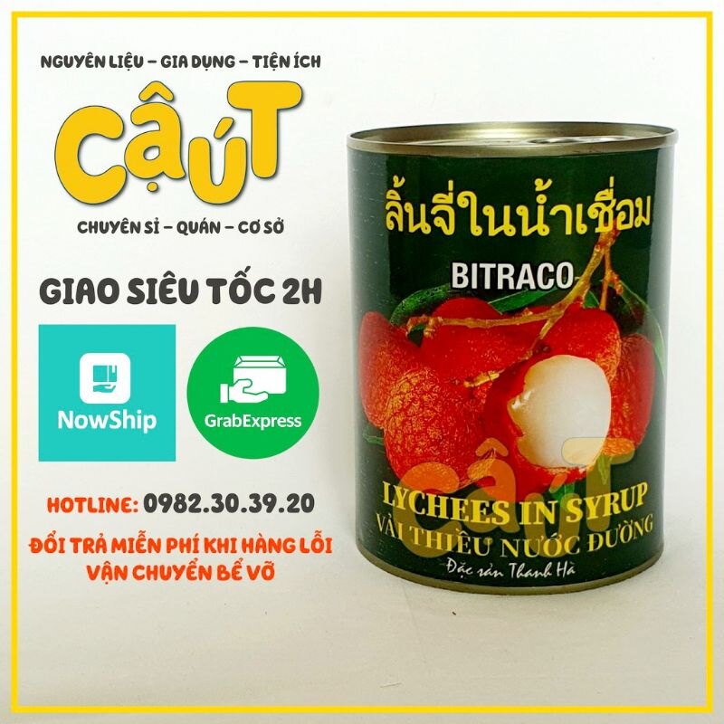 Vải thiều ngâm thái lan đóng lon 565gr