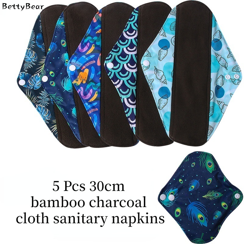 BettyBear5 Miếng Vải Vệ Sinh Có Thể Giặt Được Dùng Ban Đêm 30Cm Dùng Cho