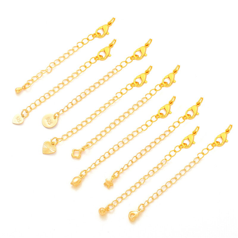 1 chiếc dây xích đuôi mở rộng bằng đồng thau mạ vàng 18k đầu nối móc cài tôm hùm đồ nối làm trang sức tự làm dây chuyền vòng tay