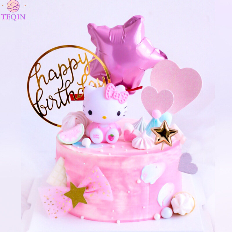 Teqin 1PC trái cây Hello Kitty nhân vật phim hành động đồ chơi trẻ em Quà Tặng Máy tính để bàn trang trí bánh
