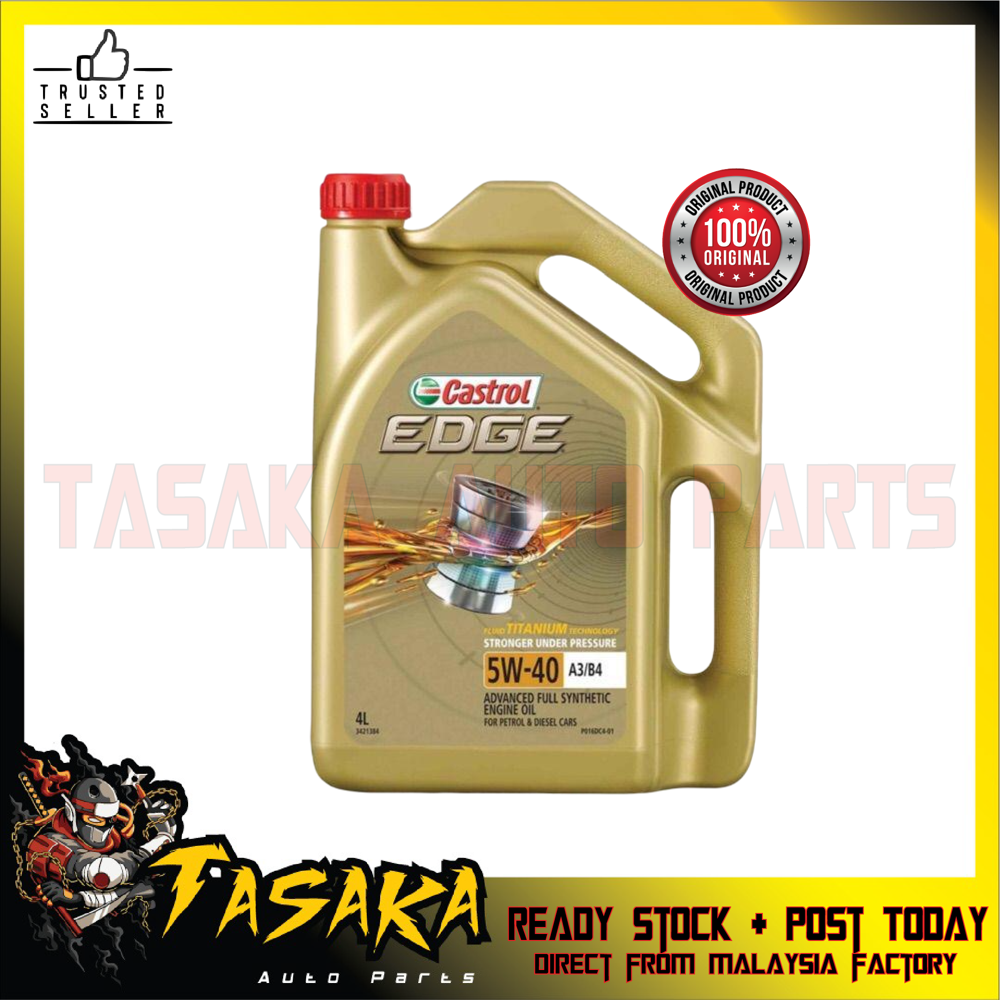 Original Castrol Edge 5w 40 Fully Synthetic Engine Oil 4l Minyak Hitam 5w40 Lazada