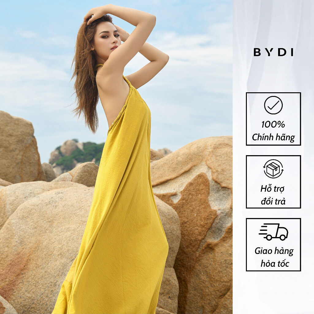 Hoàn tiền 15% - đầm maxi nữ dáng suông dài cách điệu cổ yếm đổ lưng quyến rũ bydi design | chloe dress