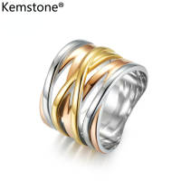 Kemstone Stainless Steel Female Multicolor Stereoscopic Ring Jewelry