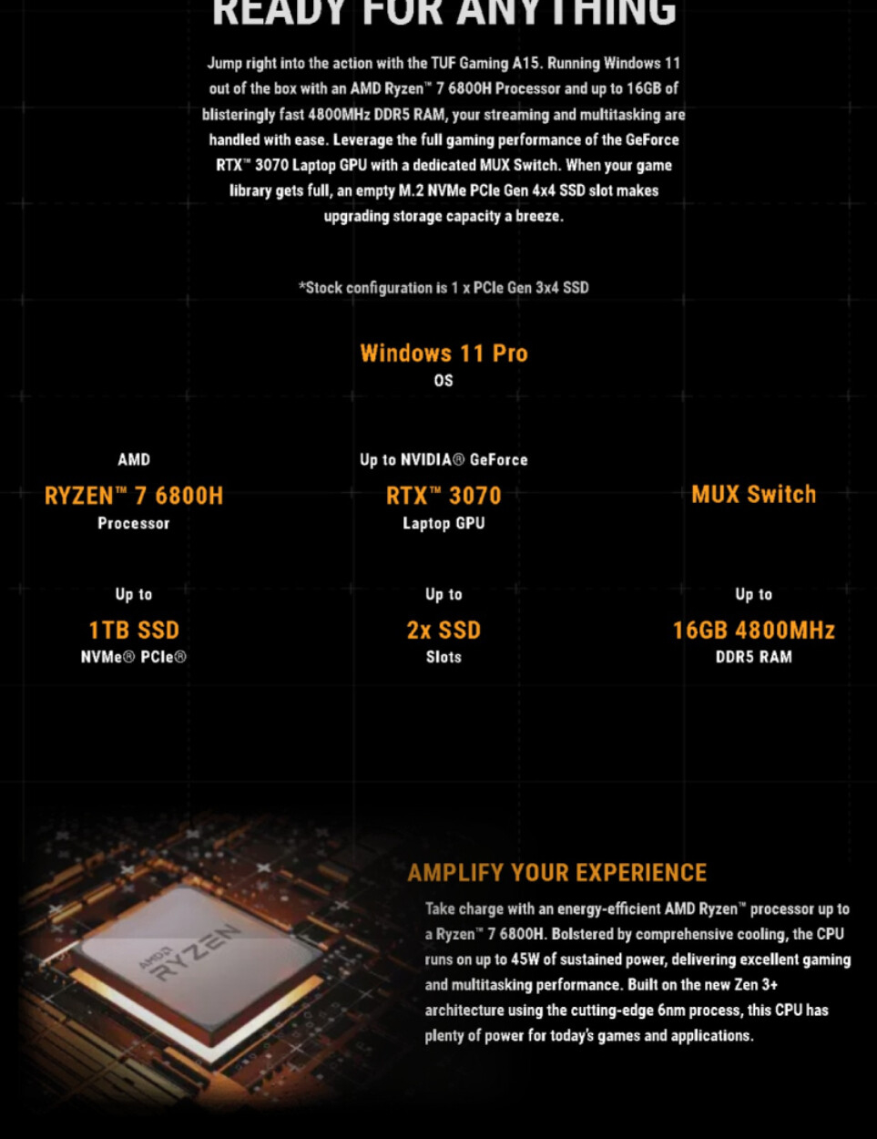 Asus TUF Gaming A17 FA707RR 17.3'' FHD 144Hz Gaming Laptop Ryzen 7-6800H 16GB RAM 512GB SSD RTX3070 8GB W11 10 892962823b21094d4eb7fe0756dcfa90