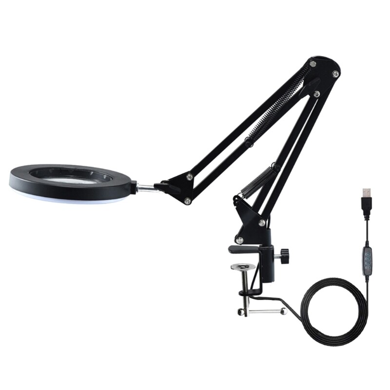 Kính lúp led công xôn có thể gập lại đèn kính lúp hàn chiếu sáng để bàn 6.10 "với kẹp 1.97" để đọc sách