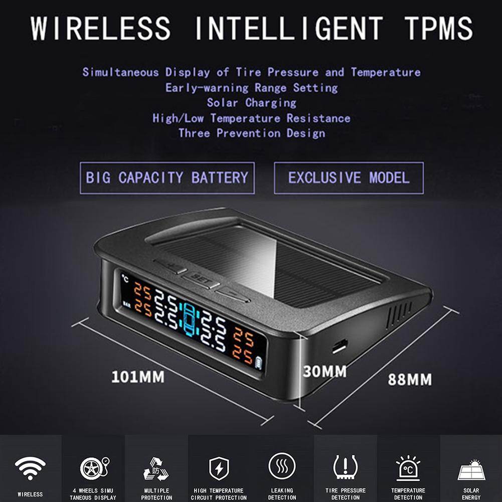 Santuu รถพลังงานแสงอาทิตย์ TPMS การตรวจสอบแรงดันยางรถยนต์ด้วยระบบ 4 เซ็นเซอร์ Santuu รถพลังงานแสงอาทิตย์ TPMS การตรวจสอบแรงดันยางรถยนต์ด้วยระบบ 4 เซ็นเซอร์