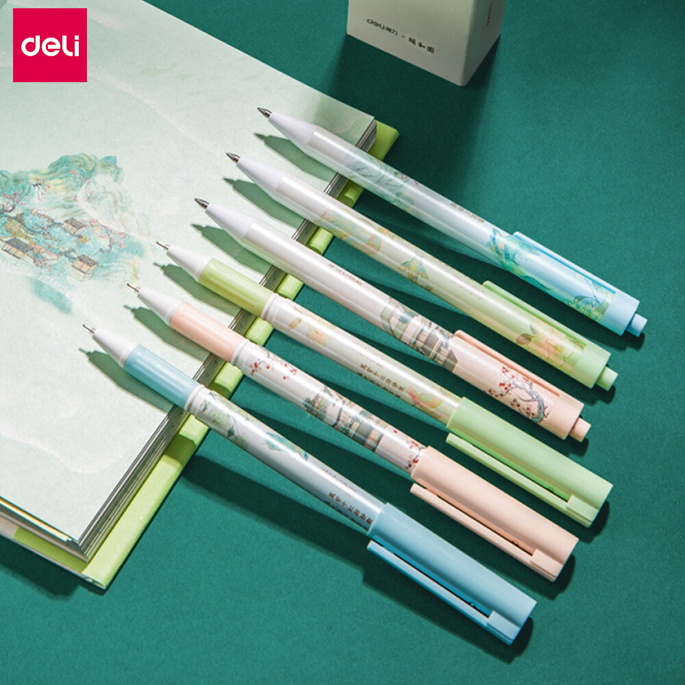 Deli Cung Điện Mùa Hè Gel Bút 0.5Mm Mực Đen Bút Đăng Bút Loại Báo Chí & Cap-Kéo Loại 6 Cái/bộ Thi Bút Khá Xây Dựng Hoa Mô Hình Động Vật Viết Pen Với Anti-Mùa Thu Clip Durable Trơn Tru Ghi Bút Bút Đối Với Trang Chủ bộ Văn Phòng Phẩm Trường Học