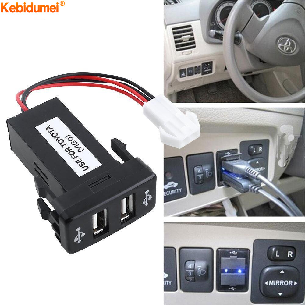 Kebidumei Dual USB Car Charger 12V~24V to 5V / 2.1A USB Vehicle Car Power Inverter Converter For TOYOTA VIGO ราคา 146 บาท*ส่งฟรี