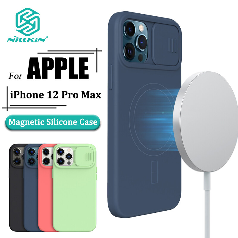 Nillkin CamShield Silicone Magnetic Ốp Lưng Cho iPhone 12 Pro Max Ốp Lưng Mượt Silicon Mềm Trượt Máy Ảnh Bảo Vệ MagSafe Ốp Lưng