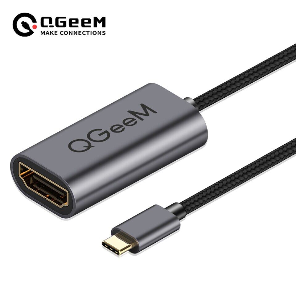 Qgeem USB C Cáp HDMI 4K 60Hz Loại C Thunderbolt 3 USB C sang HDMI Bộ