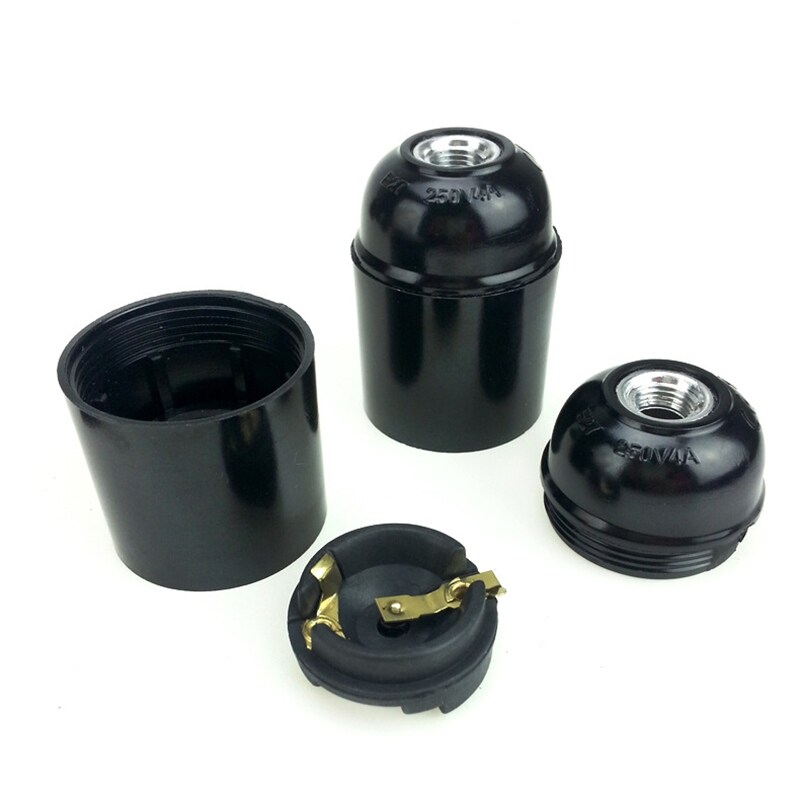 [HOT W] 10pc/lot E27 Light Bulb Base Plastic Full Screw Lamp Holder Pendant Socket Lampshade Ring for E27 Light Bulb Black
