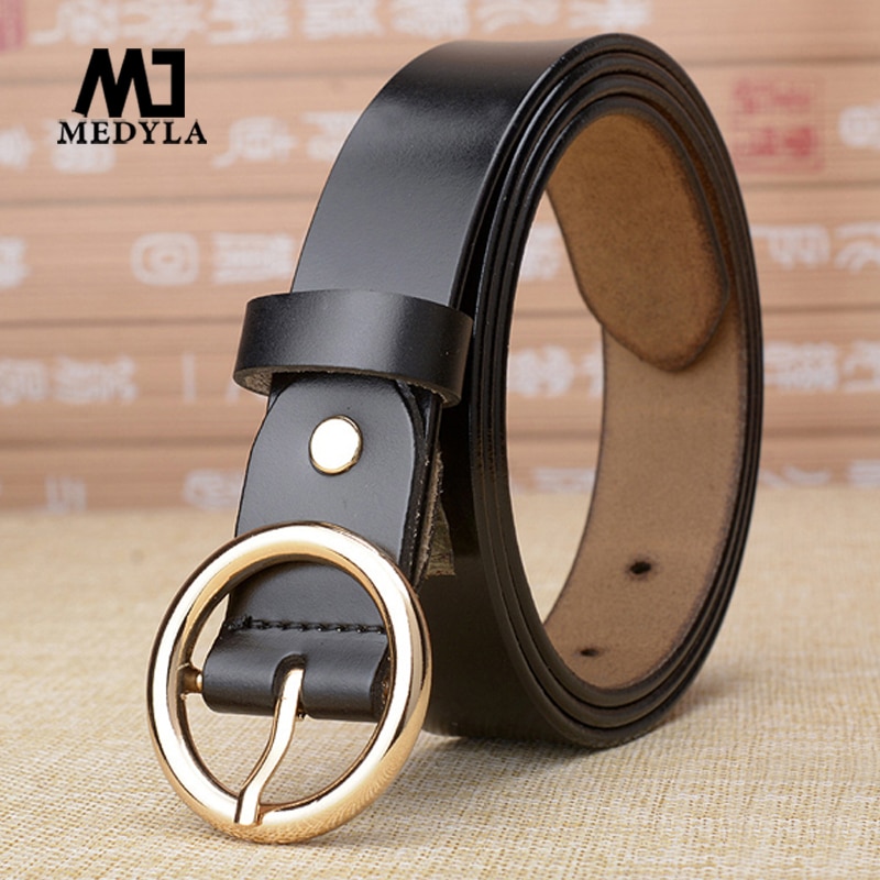 Medyla thắt lưng nữ thắt lưng nữ sang trọng thiết kế thường ngày thời trang khóa cài bằng hợp kim da bò thật l16