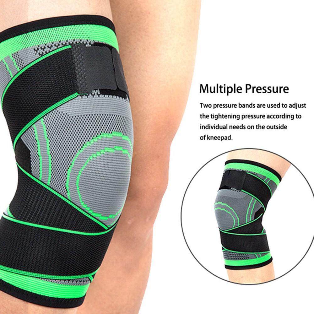 1x Sport Pressure Knee Support Delaman Knee Brace 3D Pressurization Weaving Knee Pads with Adjustable Compressio Straps
