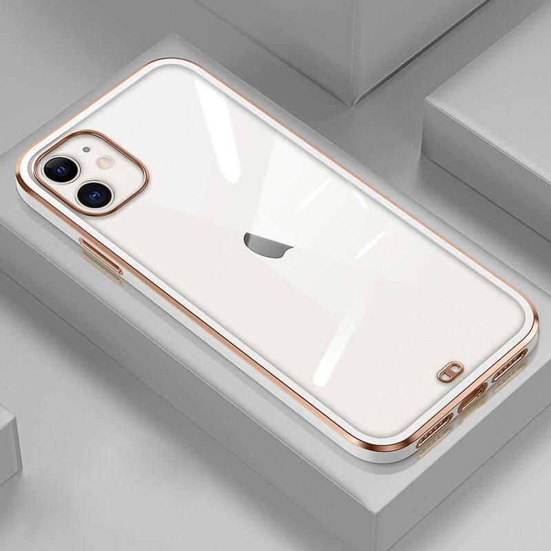 Ốp Khung Mạ Hình Vuông Mới Cho iPhone 13 12 11 Pro XS Max XR X 7 8 Plus SE 2020 Ốp Lưng Trong Suốt Cảm Giác Của iPhone 12 13