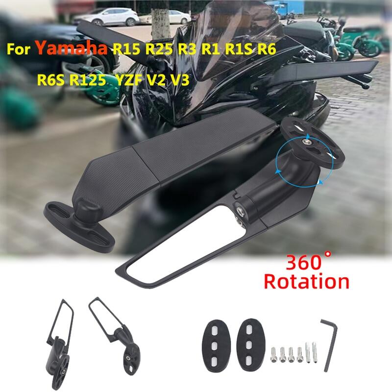 Gương bên cho yamaha r15v3 r25 r3 r1 r1s r125 yzf gương chiếu hậu xoay cánh gió điều chỉnh espelhos moto espejo gương chiếu hậu