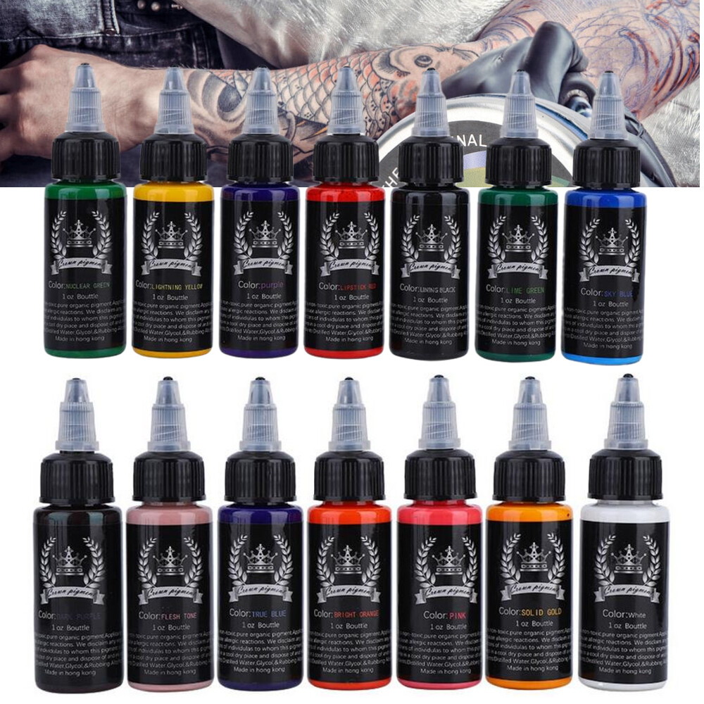 Bộ Mực Xăm 14 Màu 30Ml/Lọ Bột Màu Xăm Cơ Thể Mực Trang Điểm Bán Vĩnh Viễn Dụng Cụ Xăm Chuyên Nghiệp