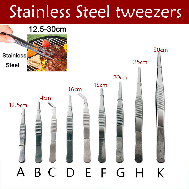 12.5 - 30cm Stainless Steel Tweezers Multi-Purpose High