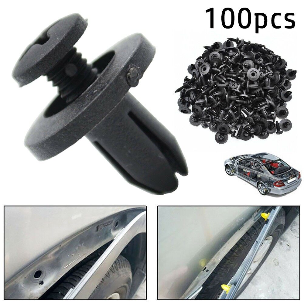 100 Cái Đinh Tán Chắn Bùn Cản Trước Xe Tải Ô TÔ Thông Dụng Kẹp Giữ Cản Trước Xe Bằng Nhựa Màu Đen Có Lỗ 6Mm Đinh Tán Giữ Lại