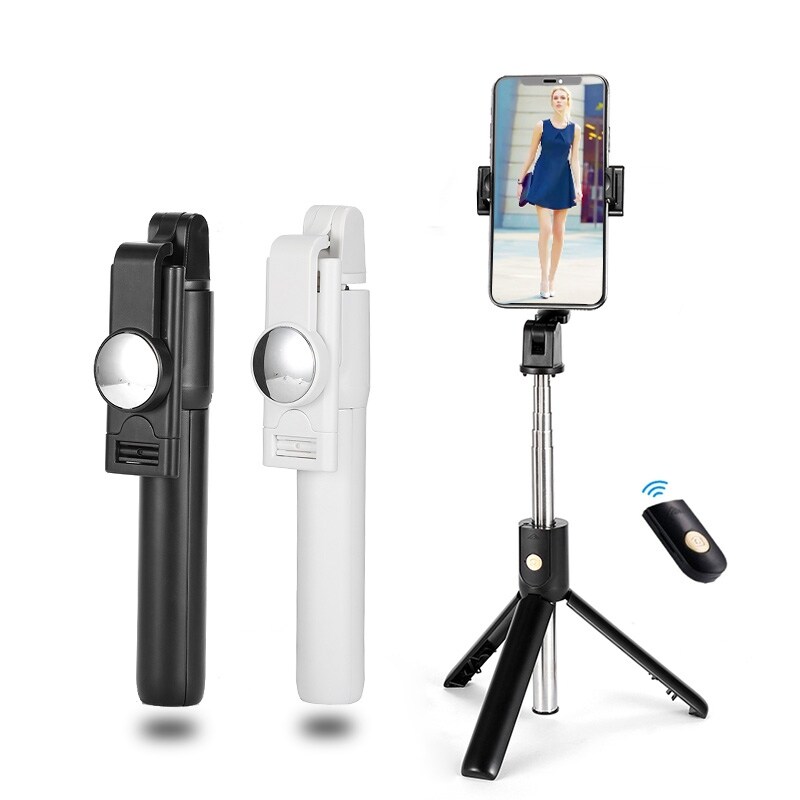 【new】 4 in 1 Mini Wireless Bluetooth Selfie Stick with Tripod Mirror Handheld for iPhone Huawei Xiaomi Shoot Video Call Meeting Stand