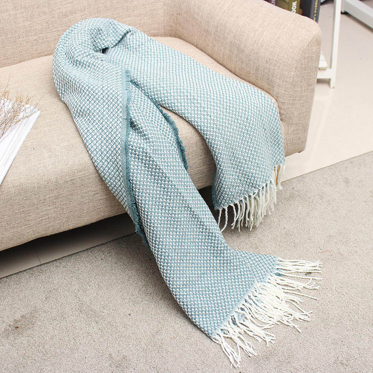 Generic 130x200cm(51.1”X78.7”) Sofa Throw Blanket Tassels Air Condition