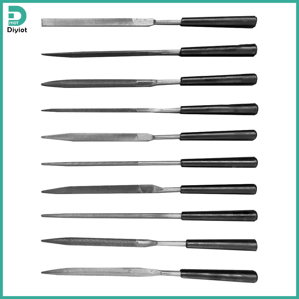 Diymore bộ 10 cái/5 cái giũa kim loại kim cương mini giũa kim tròn siêu nhỏ bộ giũa phẳng hình vuông hình tam giác dụng cụ giũa trang sức thủy tinh đá gỗ cho thợ kim hoàn thủ công sở thích 3x140mm
