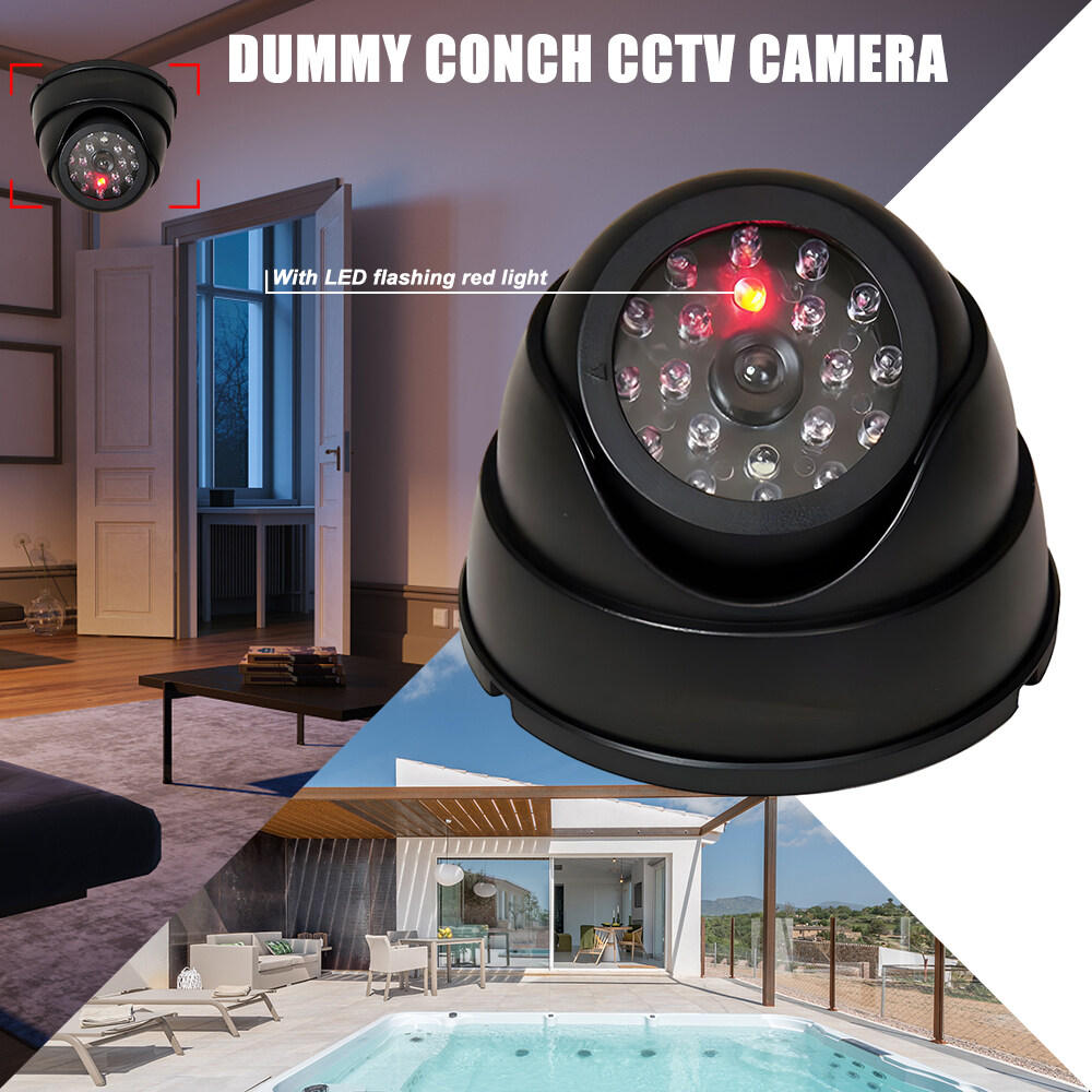 Pangya 2-in-1 đen máy ảnh giả CCTV bán cầu đỏ nhấp nháy LED hồng ngoại hệ