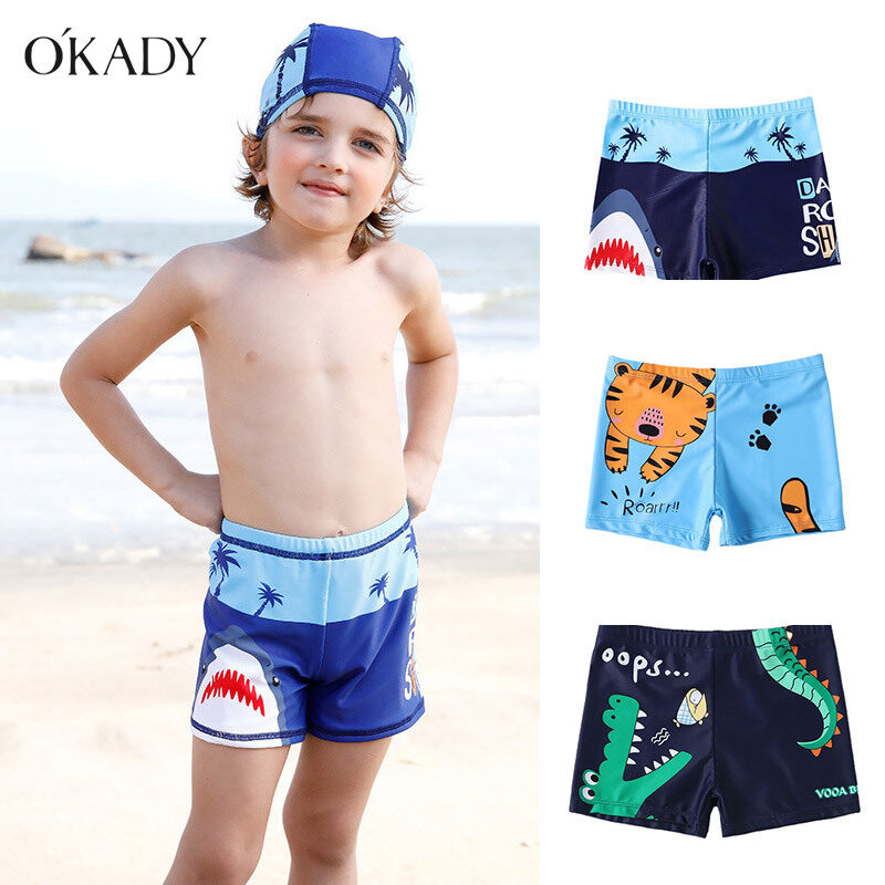 O'KADY Children's Swim Trunks Boys Swim Trunks Baby Cartoon Print Lace Swim Trunks Flat Swim Trunks