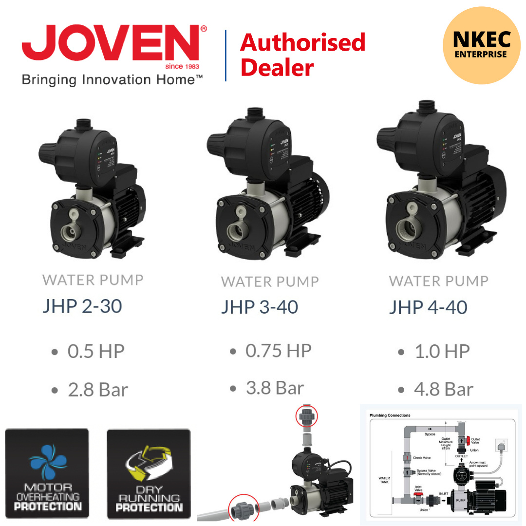 Free Shipping + Bubble Wrap] Joven Water Pump JHP 2-30 JHP 3-40 JHP 4-40  Automatic Domestic Water Pump (0.5HP, 0.75HP, 1.0HP) | Lazada