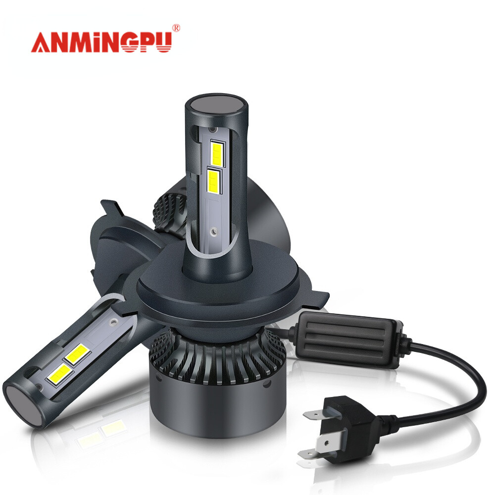ANMINGPU 2 Bóng Đèn Pha LED 6500K Đèn Pha LED Tự Động H4 H7 H1 H3 H8 H9 H11 9005 9006 9012 HB3 HB4, Đèn Sương Mù Lái Xe Ô Tô 16000LM 60W