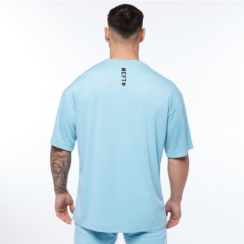 Mesh Quick Dry Oversized T shirts Mens Dropped Shoulder Short Sleeved T-shirt Men Summer Loose Hip-Hop Sports Fitness Tee shirt