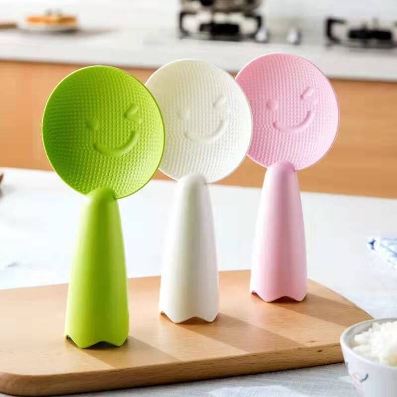 BTTUM Muỗng Cơm Nhựa Mặt Cười Tr&ograve;n Đứng, Phụ Kiện Nấu Ăn Kh&ocirc;ng D&iacute;nh Cho Phụ Kiện Nh&agrave; Bếp Gia Đ&igrave;nh Xẻng Cơm