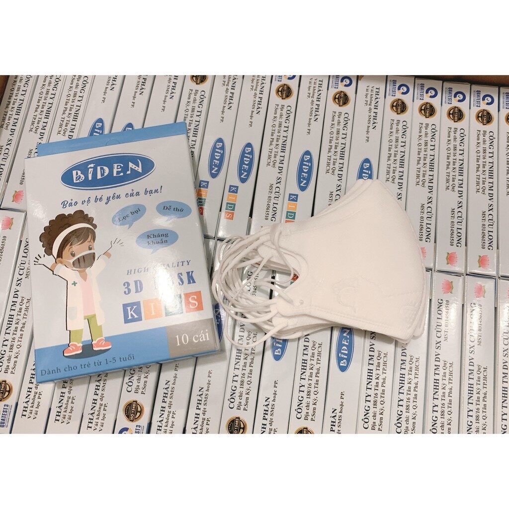 Khẩu trang trẻ em 5d mask hiệu biden - cá heo xanh
