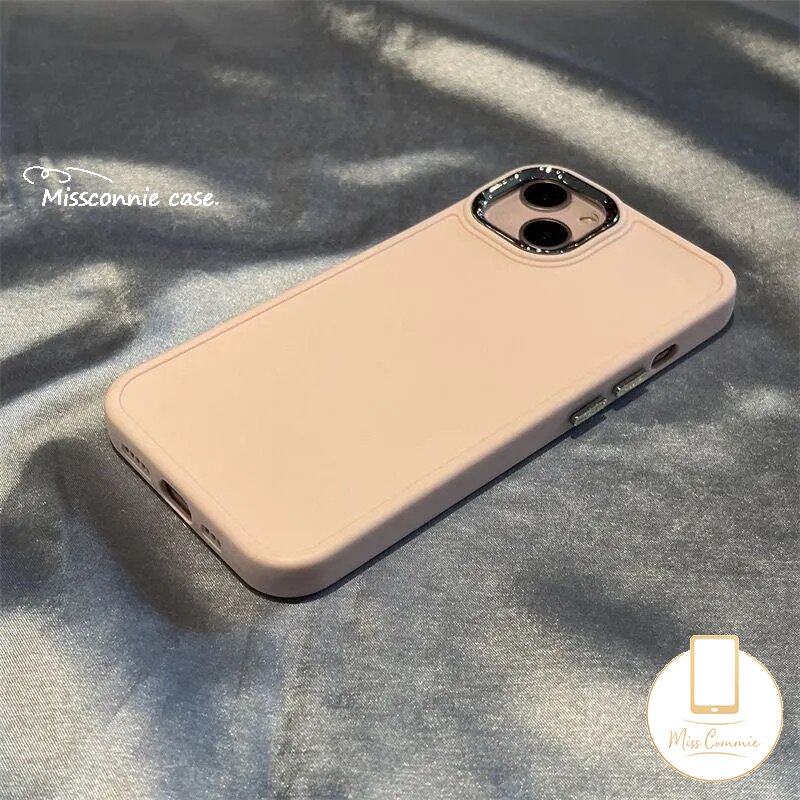 Mạ sang trọng Quảng Trường vỏ điện thoại Tương Thích Cho iPhone 15 11 7 Cộng Với 8 Cộng Với 13 14 11 12 Pro Max XR X XS Max Đơn Giản màu trơn Macaron màu kẹo mềm Đầy Đủ Bảo Vệ Bìa