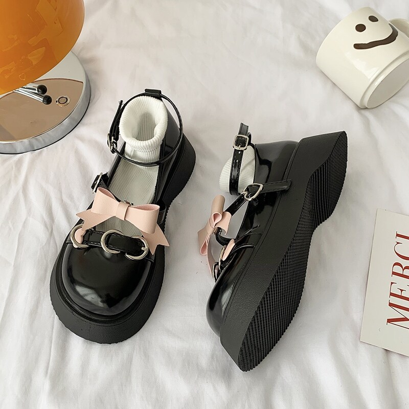 Mary Jane small leather shoes women's spring and summer 2022 new bow with skirt round toe thick bottom ese jk uniform shoes