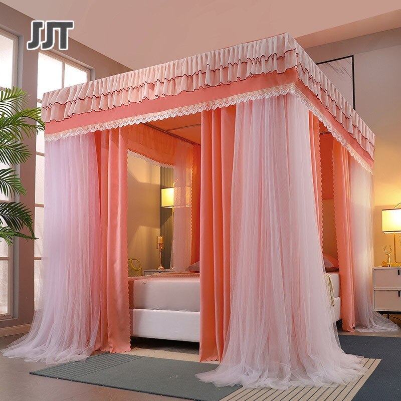 JJT Lưới chống muỗi 5 feet Màn chống muỗi lớn 6 feet Màn chống muỗi chống gió và hai lớp ấm áp giường phong cách Hàn Quốc màn chắn bụi trên đầu màn gió giường công chúa