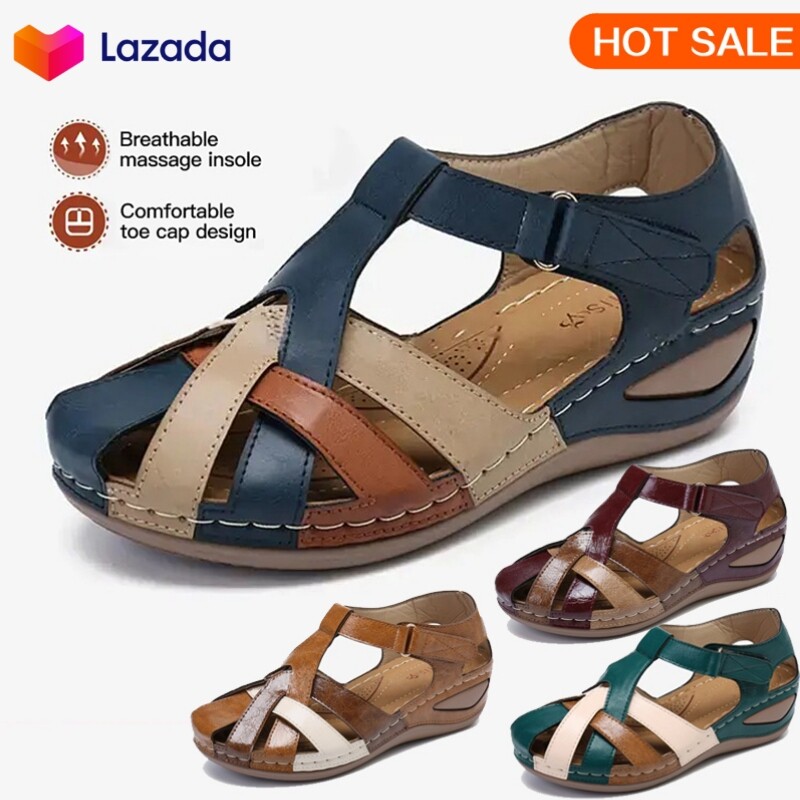 Áo★Dép Xăng Đan Đế Xuồng Dép Nữ Tròn Lười Đi Biển Ngoài Trời Nhẹ Dép Xăng Đan Mùa Hè Thoải Mái Thường Ngày