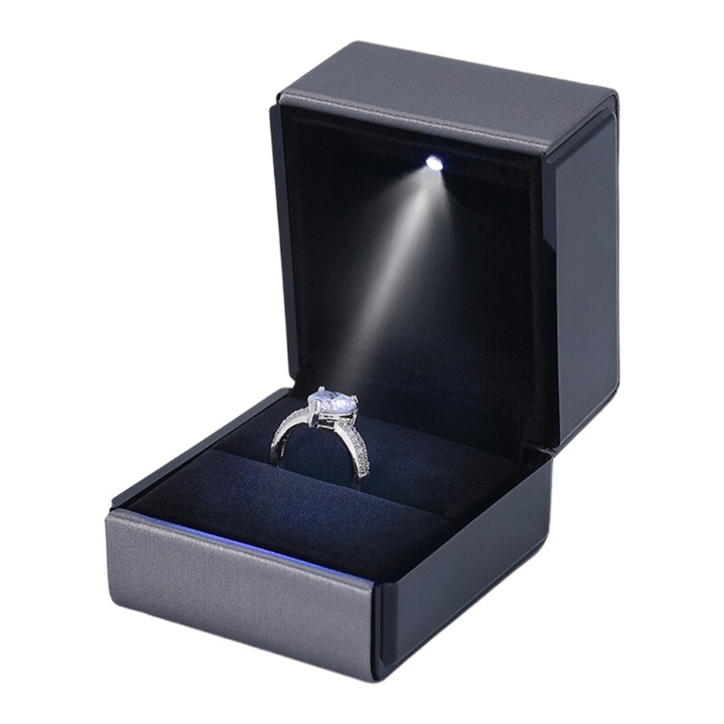 Hộp quà tặng nhẫn bông tai có đèn led hộp trưng bày trang sức hộp đựng nhẫn đính hôn đám cưới