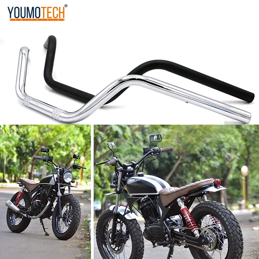 Universal Motorcycle 22mm Handlebars Fat Bar CNC Handle Bar Tubes Vintage Drag Style CAFE RACER SCRAMBLER for Sportster Cafe Racer XL 883 1200 FLHR FLTR BULOVARD C50 BULOVARD Virago 400 HONDA SLASHER Steed 400 GPX Legend 150 Davidson Stallion ราคา 469 บาท*ส่งฟรี