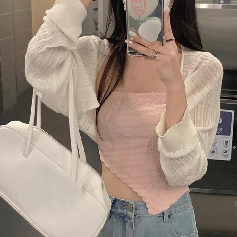 Áo hai dây hở eo cho nữ, áo hai dây viền không đều màu trơn không tay áo hai dây màu đỏ