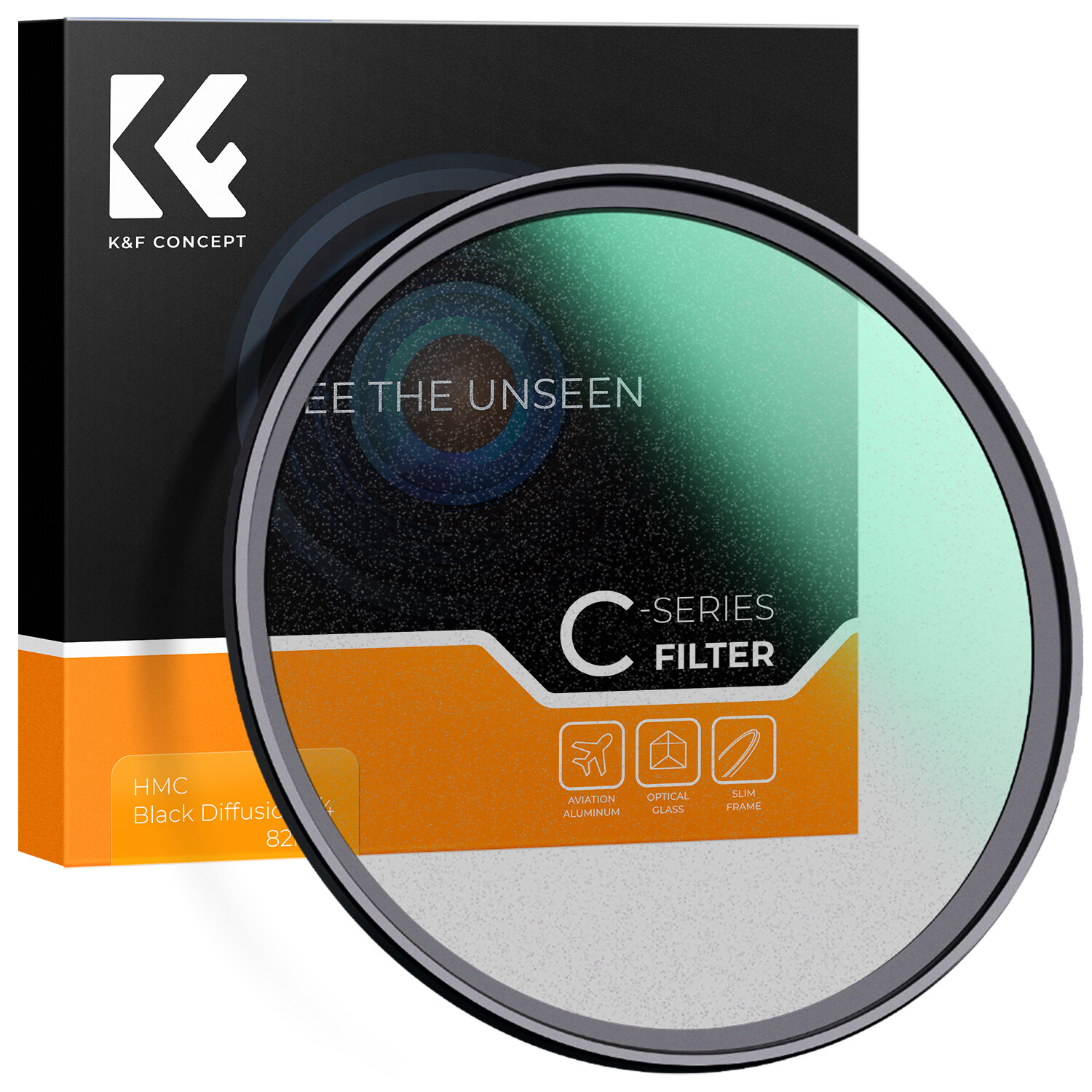 K&F Concept 49MM-82MM 1/4  1/8 Black Mist Filter Diffusion , C series(Ordinary money) ultra-thin multi-coated green coat