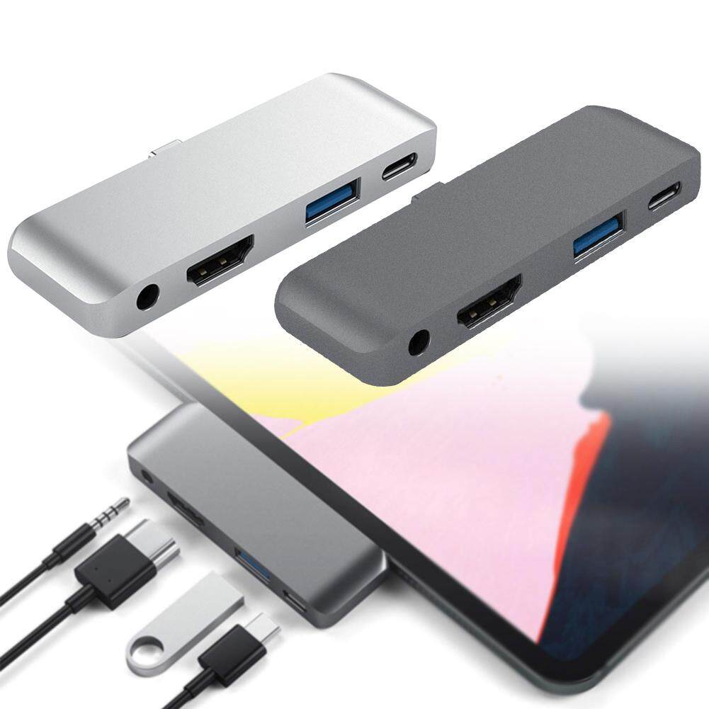 Type-c 4K HDMI Compact Adapter Multi Port Aluminum Alloy PD Charging Portable Strong Compatibility 3.5mm Headphone Jack High Speed USB Hub Stable Plug And Play For IPad Pro