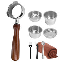 NEOUZA 51mm Bottomless Portafilter Exclusively Compatible with DeLonghi Dedica EC680/EC685/EC820/EC850/EC860/EC785/EC885 Espresso Machines - Wooden Handle 3-Ear No Base Filter Holder