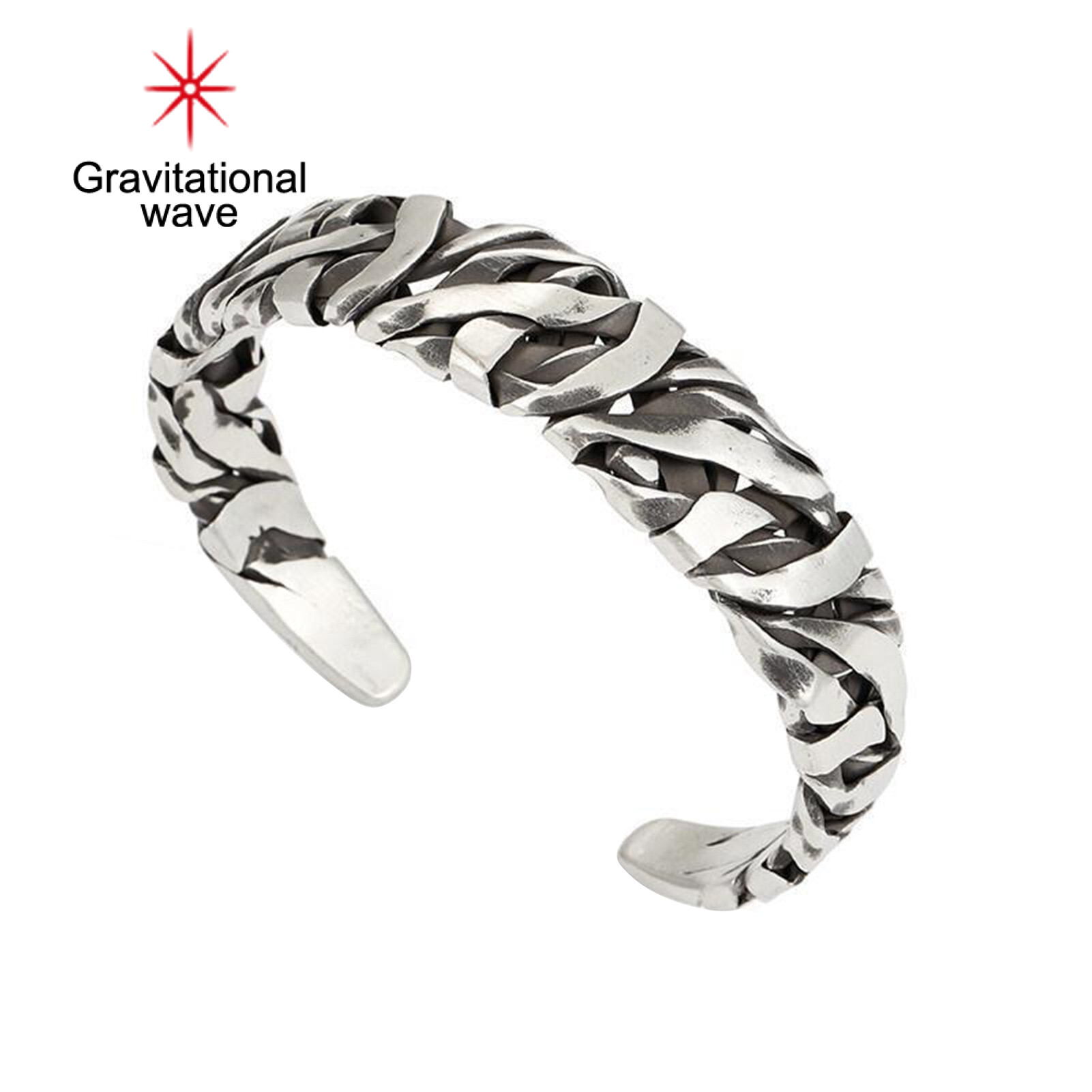 Gravitational sóng người đàn ông Vòng đeo tay Retro bắt chước bện tay Kết cấu Kích thước có thể điều chỉnh rộng ăn mặc lên món quà nam vòng tay Vòng trang sức tiệc phụ kiện phổ biến