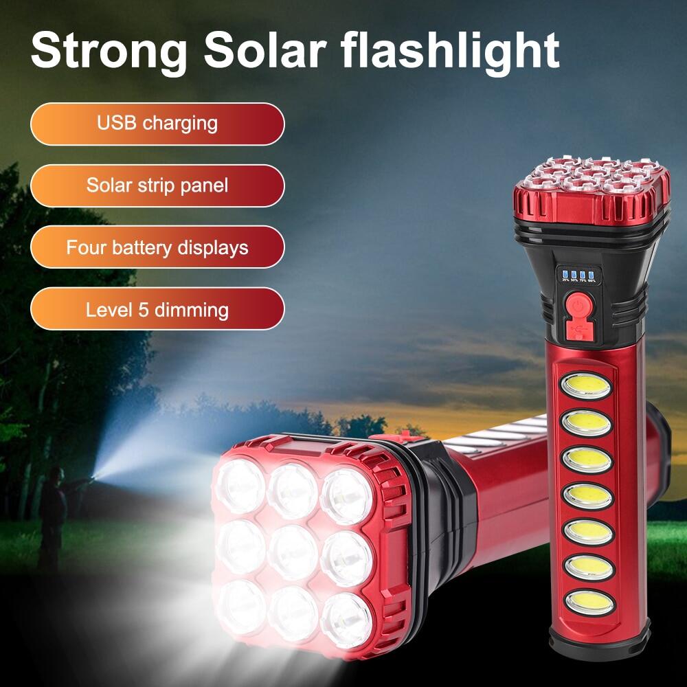 USB/Solar Flashlight Built-in Battery torch light powerful japan original flashlight heavy duty torc