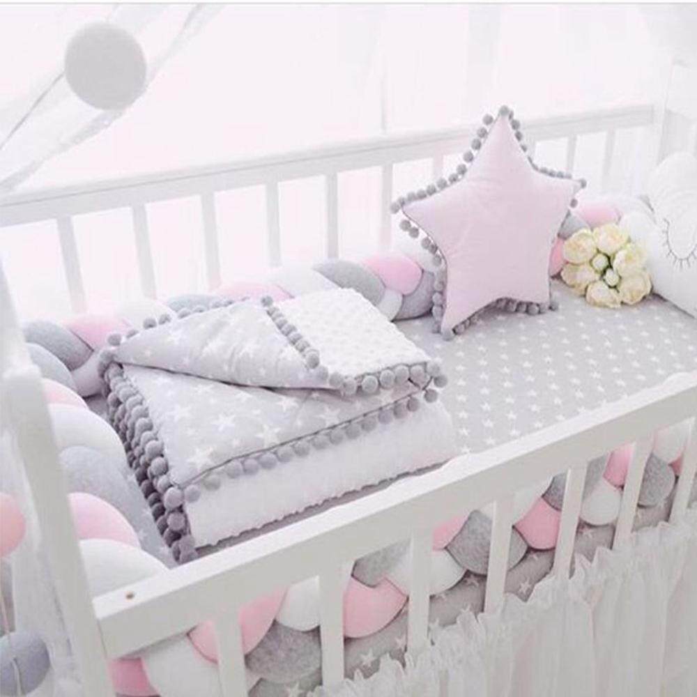 Generic 1m/2m Baby Crib Bumper Knotted Braided Plush Safe Crib Bumper