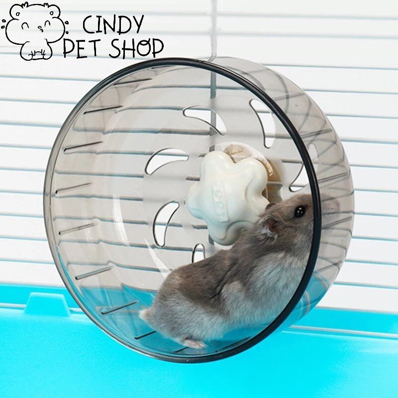Wheel Vòng Quay Chạy Chống Ồn 13Cm Cho Hamster Màu Xám Đen Không Kèm Đế