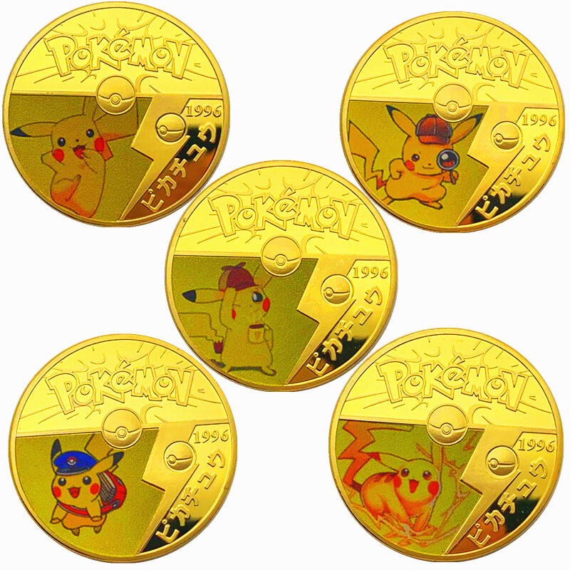 Thẻ Bài Pokemon Anime Nhật Bản Thẻ Sưu Tập Trò Chơi Đồng Xu Vàng Mạ Vàng Pikachu