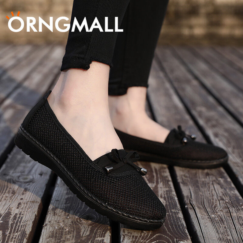 ORNGMALL Breathable Air Mesh Sneakers Women Spring Summer Slip On Platform Knitting Flats Soft Walking Shoes Woman ราคา 399 บาท*ส่งฟรี