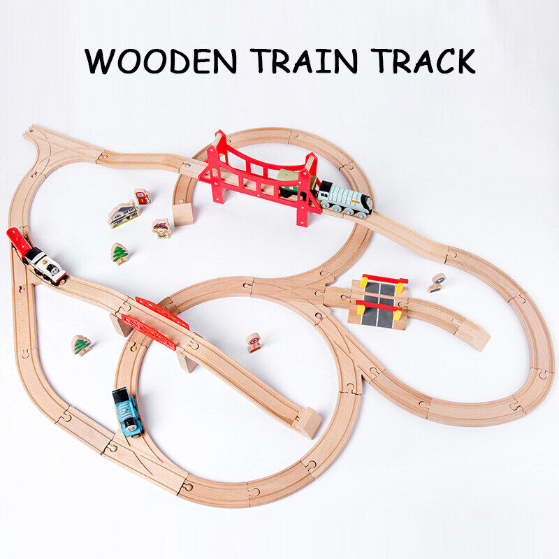 Tàu hỏa bằng gỗ Bộ đường ray đường bằng gỗ phụ kiện đồ chơi xe lửa Bộ
