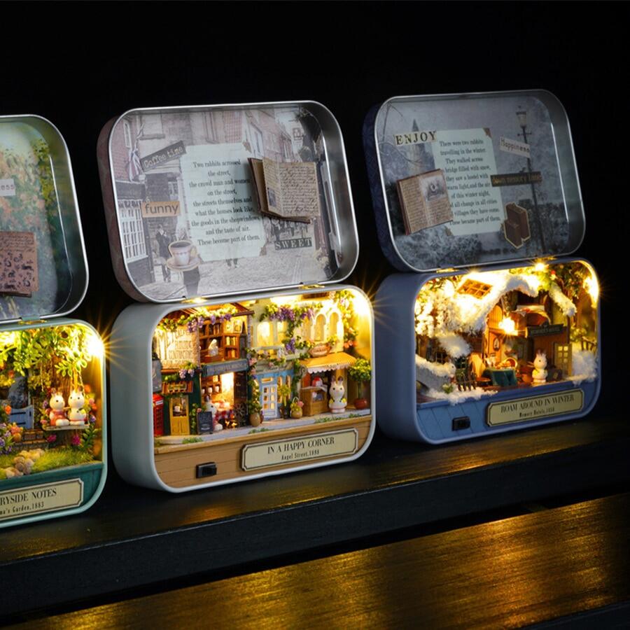 DIY Box Theatre In A Happy Corner 3D Wooden Handmade Dollhouse Cute Houses